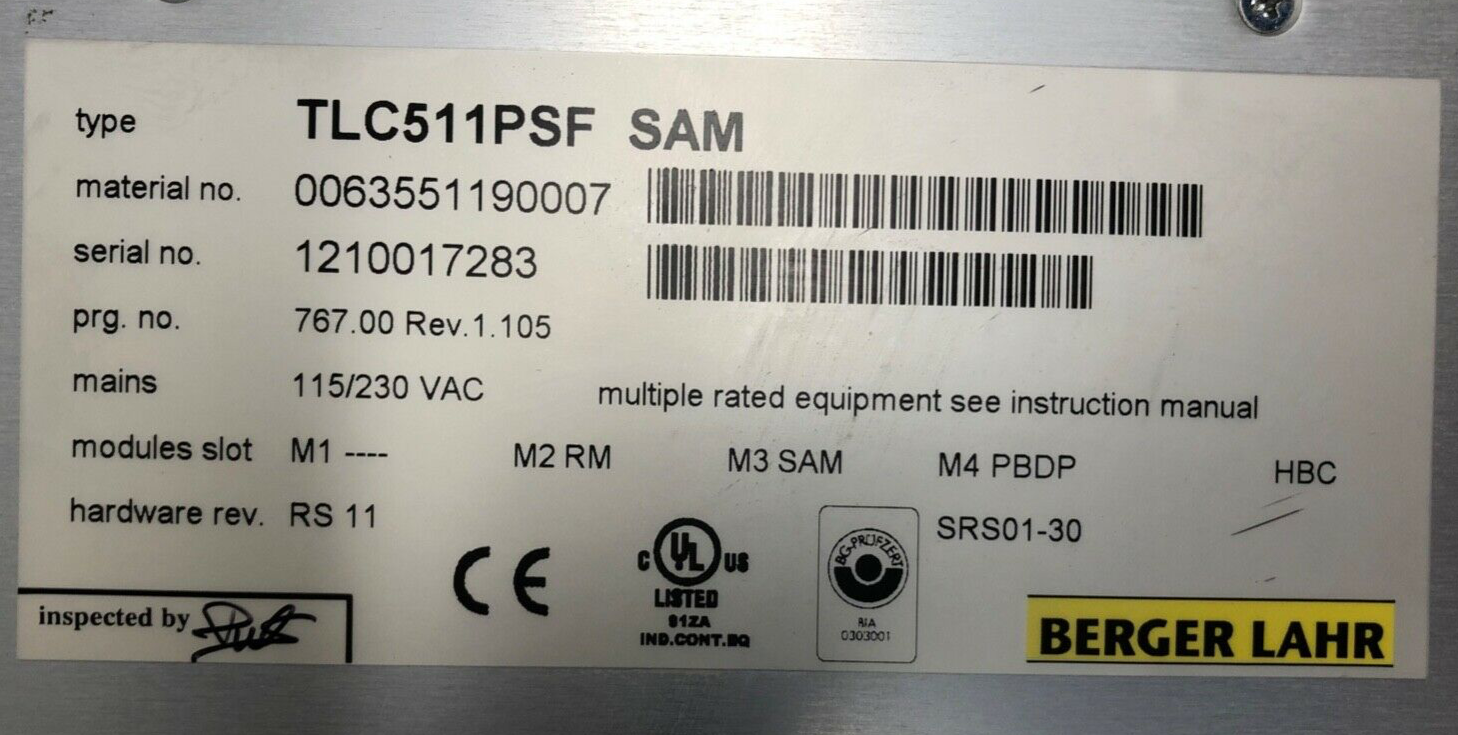 Berger Lahr TLC511PSF SAM Mat.-Nr. 0063551190007 Servo Drive TWIN LINE Rev 1.105
