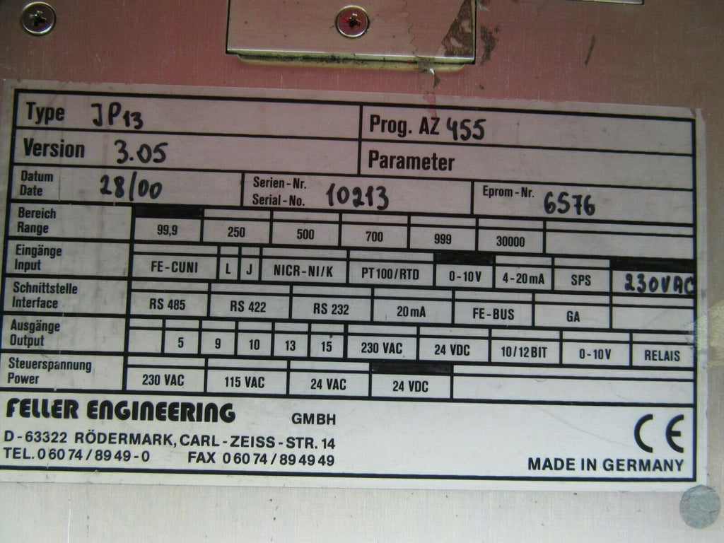 Feller Engineering IP13  AZ455 Vers 3.05 Spannungserkennung