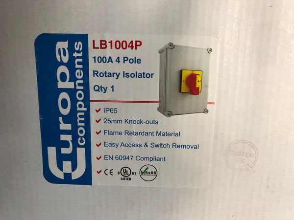 Europa Components LB1004P Trennschalter 4-polig 100A, IP65, Flame retardant