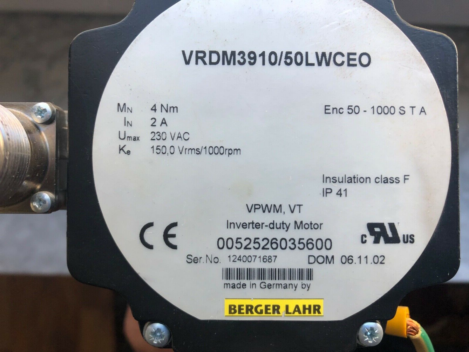 BERGER LAHR Inverter-duty-Motor VRDM3910/50LWCEO 0052526035600