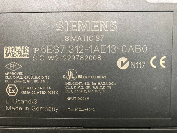 SIEMENS SIMATIC S7 6ES7 312-1AE13-0AB0 E-Stand: 3 
