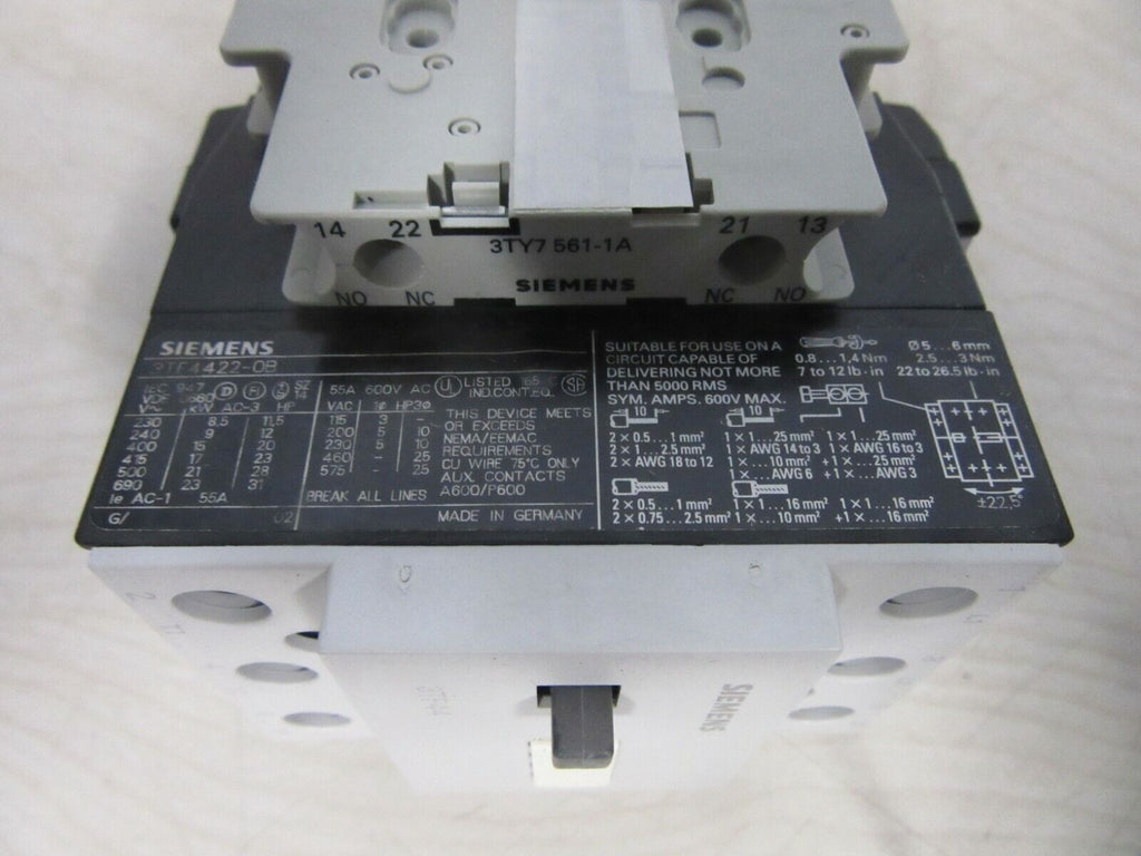 Siemens 3TF4422-0B Leistungsschütz 3TY7 561-1A 3TY7 561-1B