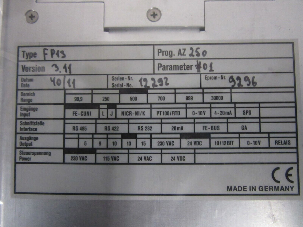 Feller Engineering FP13 Prog. AZ 250 Version 3.11 Temperaturregelung