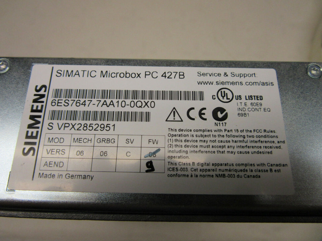 Siemens SIMATIC Microbox PC427B 6ES7647-7AA10-0QX0