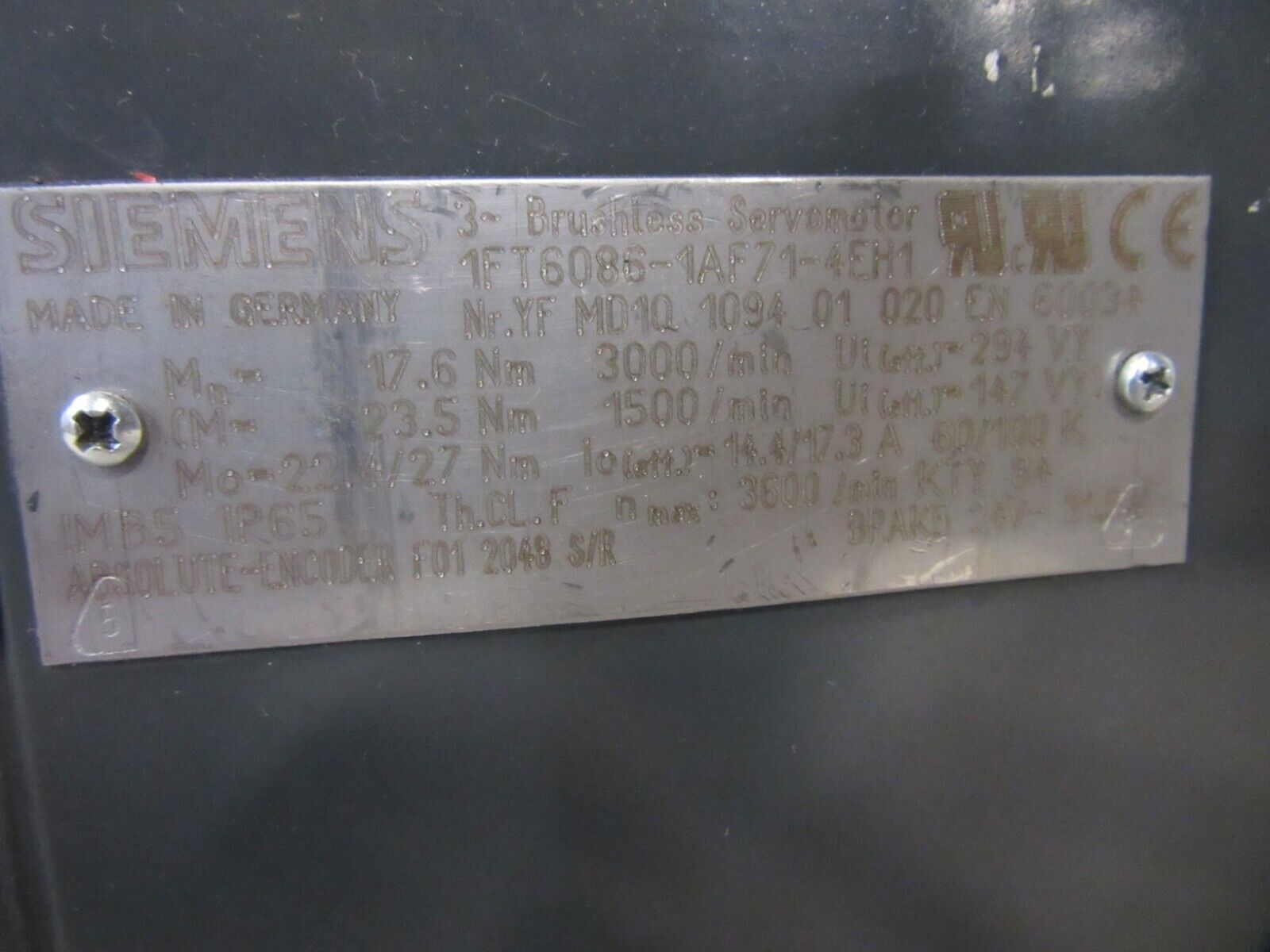 Siemens 1FT6086-1AF71-4EH1 Servomotor