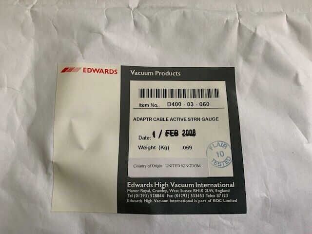 Edwards Adapter cable active strn gauge item No. D400-03-060