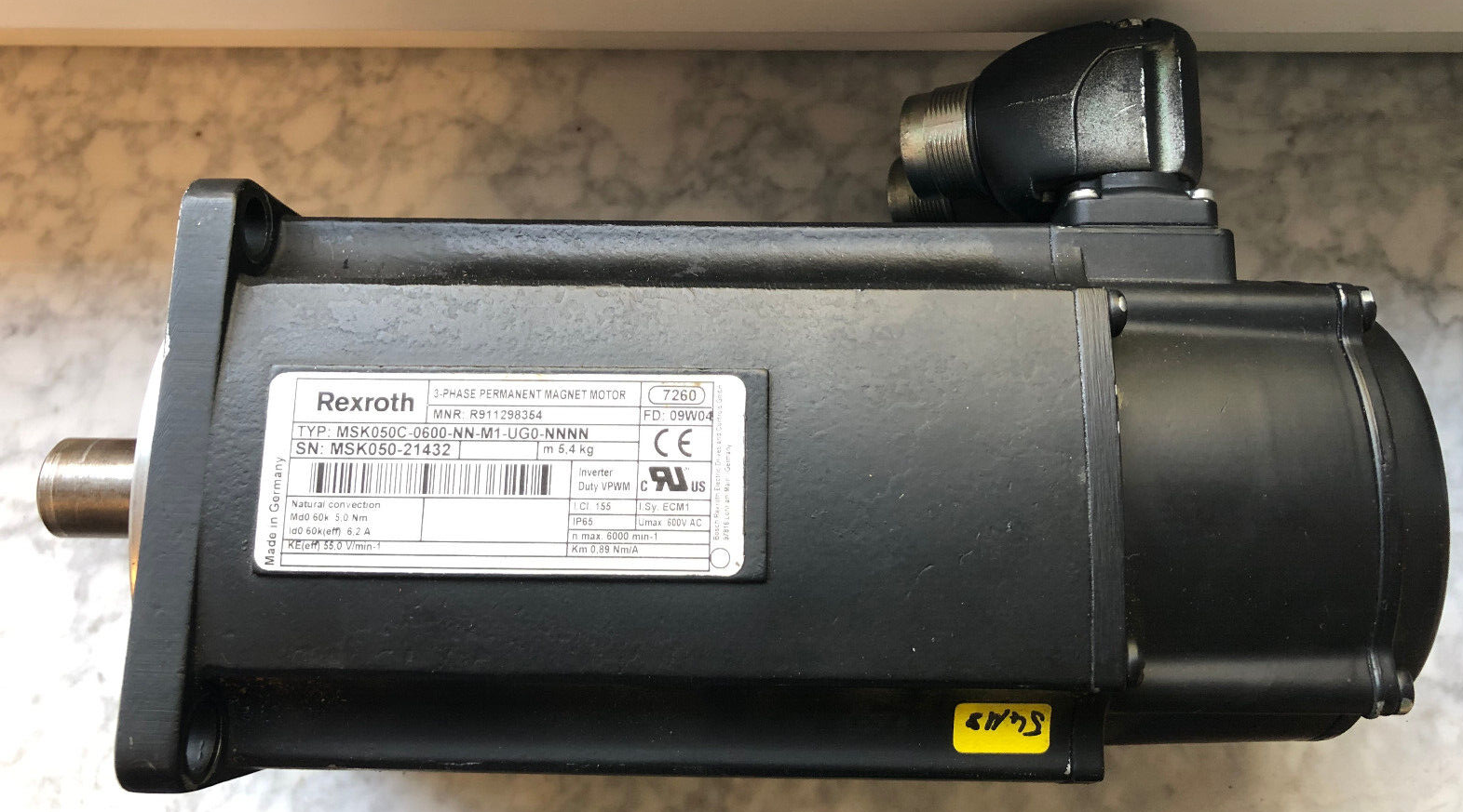 Rexroth R911298364 MSK050C-0600-NN-M1-UG0-NNNN 3-Phase Permanent Magnet Motor