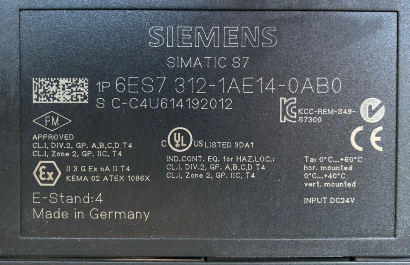 SIEMENS SIMATIC S7-300 CPU 6ES7 312-1AE14-0AB0, E-Stand: 4