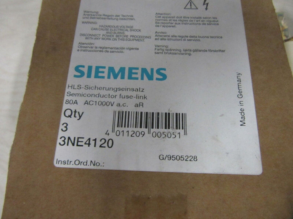 Siemens HLS-Sicherungseinsatz  fuse-link 3x 3NE4120 80A