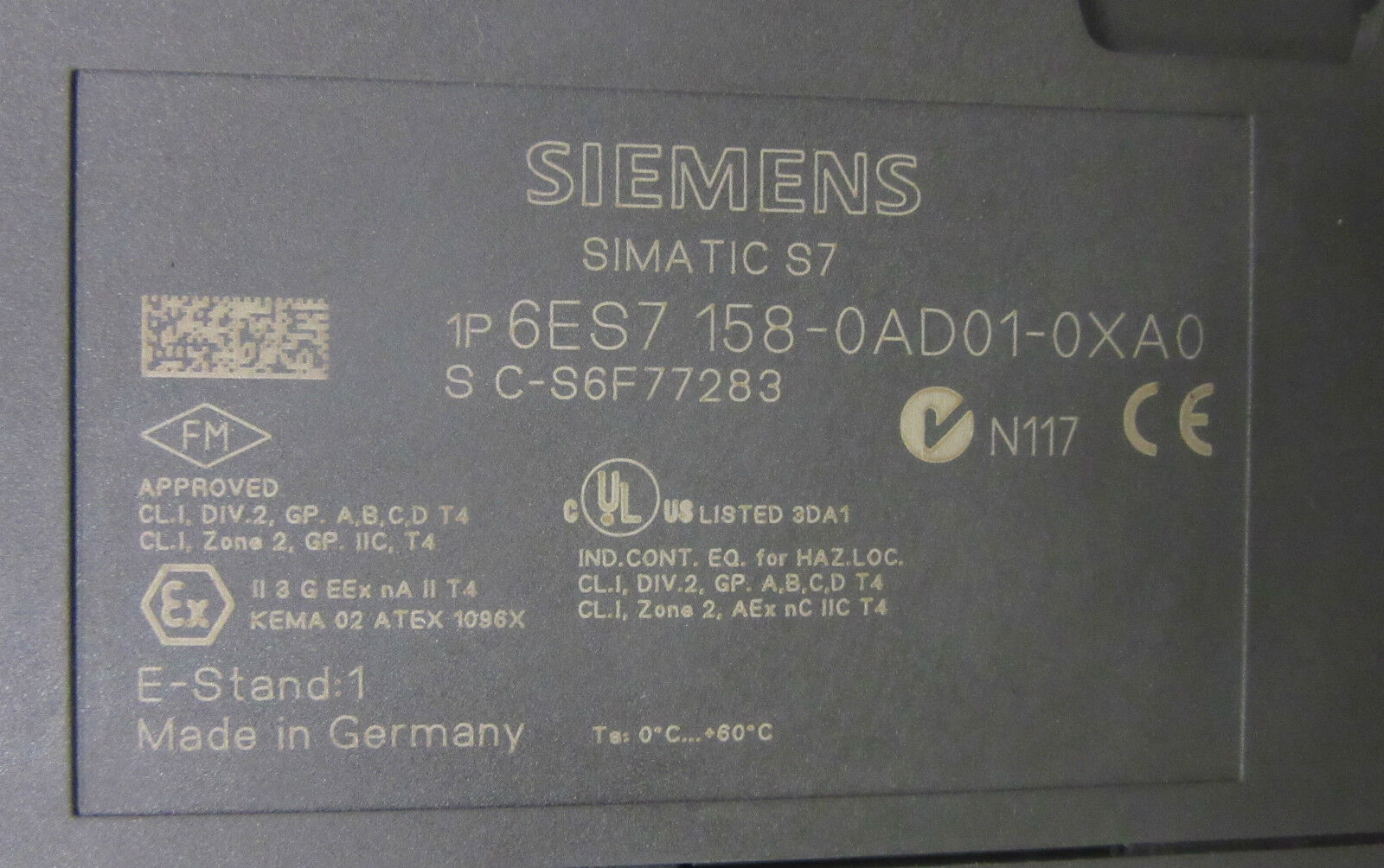 Siemens Simatic S7 6ES7 158-0AD01-0XA0 E-Stand: 1 -used-