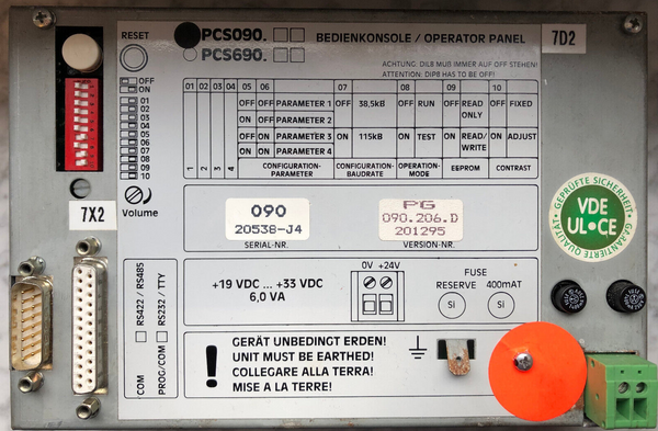 PAGO LAUER Bedienpanel PCS090 090.206.D 201295