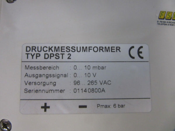 Druckmessumformer Typ DPST 2 Messbereich: 0...10 mbar