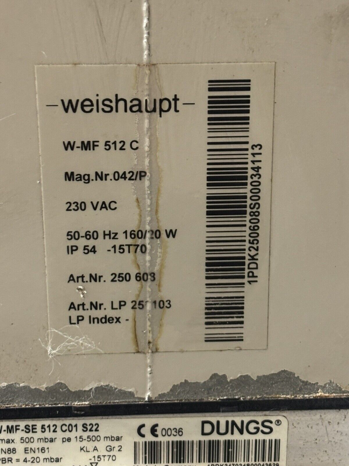 Weishaupt DUNGS W-MF SE 512 C01 S22 Gasdruckregler Gasarmatur W-MF 512 C