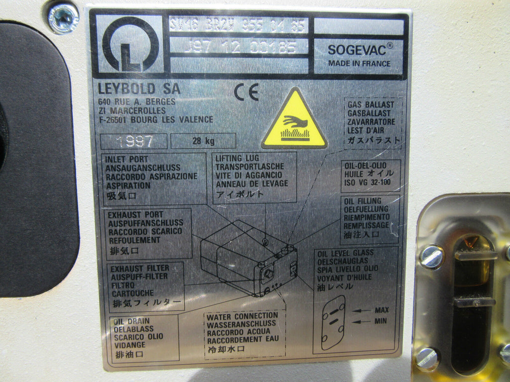 Leybold SA SV16 BR2V 955 01 65 J97 12 00185 28Kg