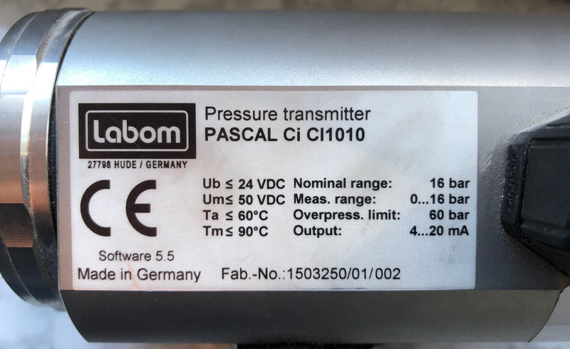 Labom PASCAL Ci CI1010 Pressure Transmitter, 0...16 BAR