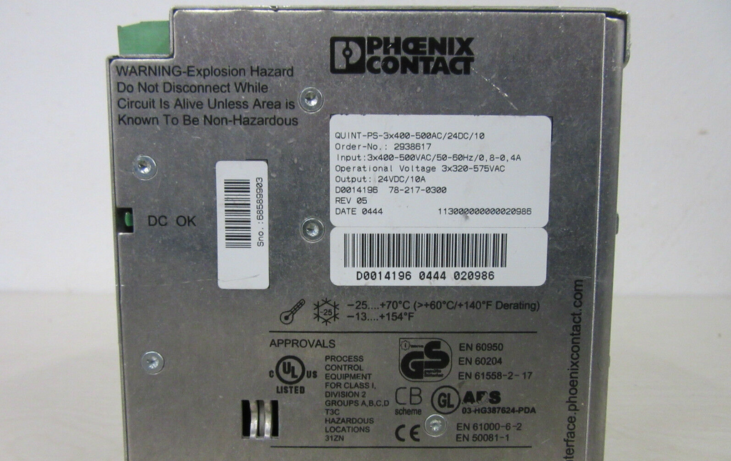 Phoenix Contact Quint Power Quint-PS-3x400-500AC/24DC/10 2938617