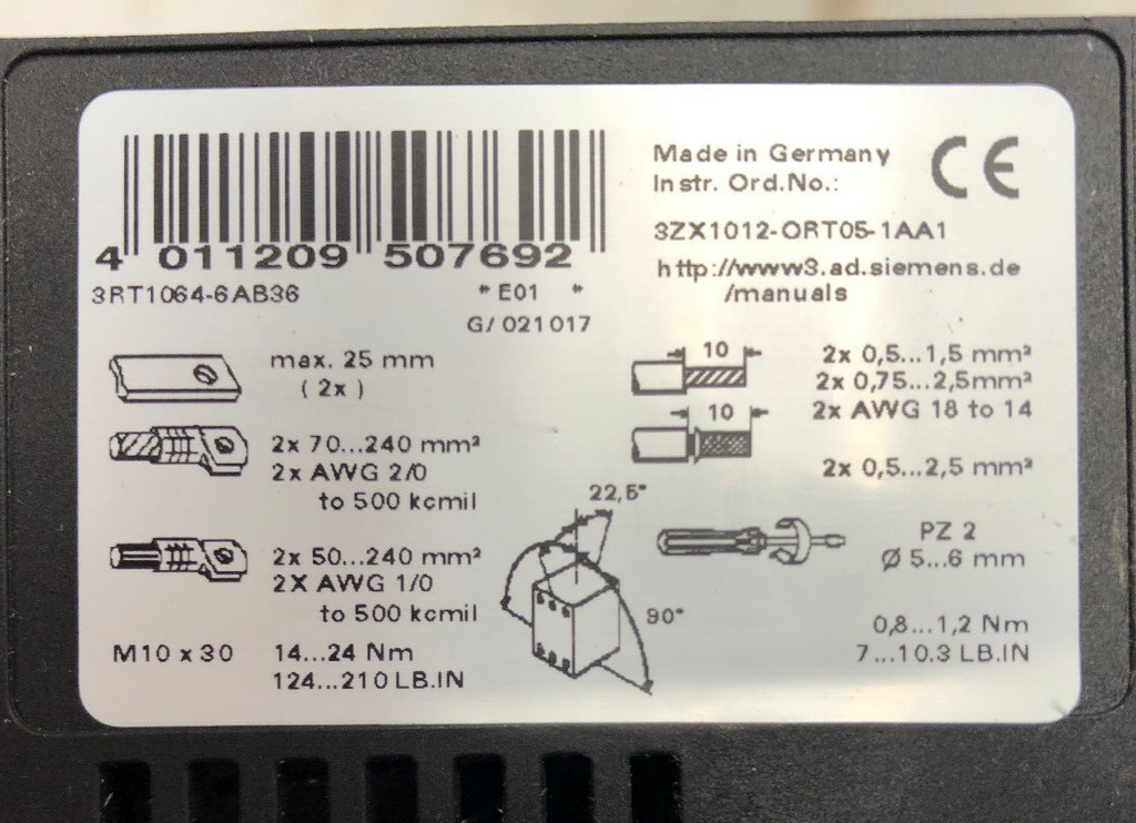 Siemens 3RT1064-6AB36 Leistungsschütz mit 2x 3RH1921-1DA11
