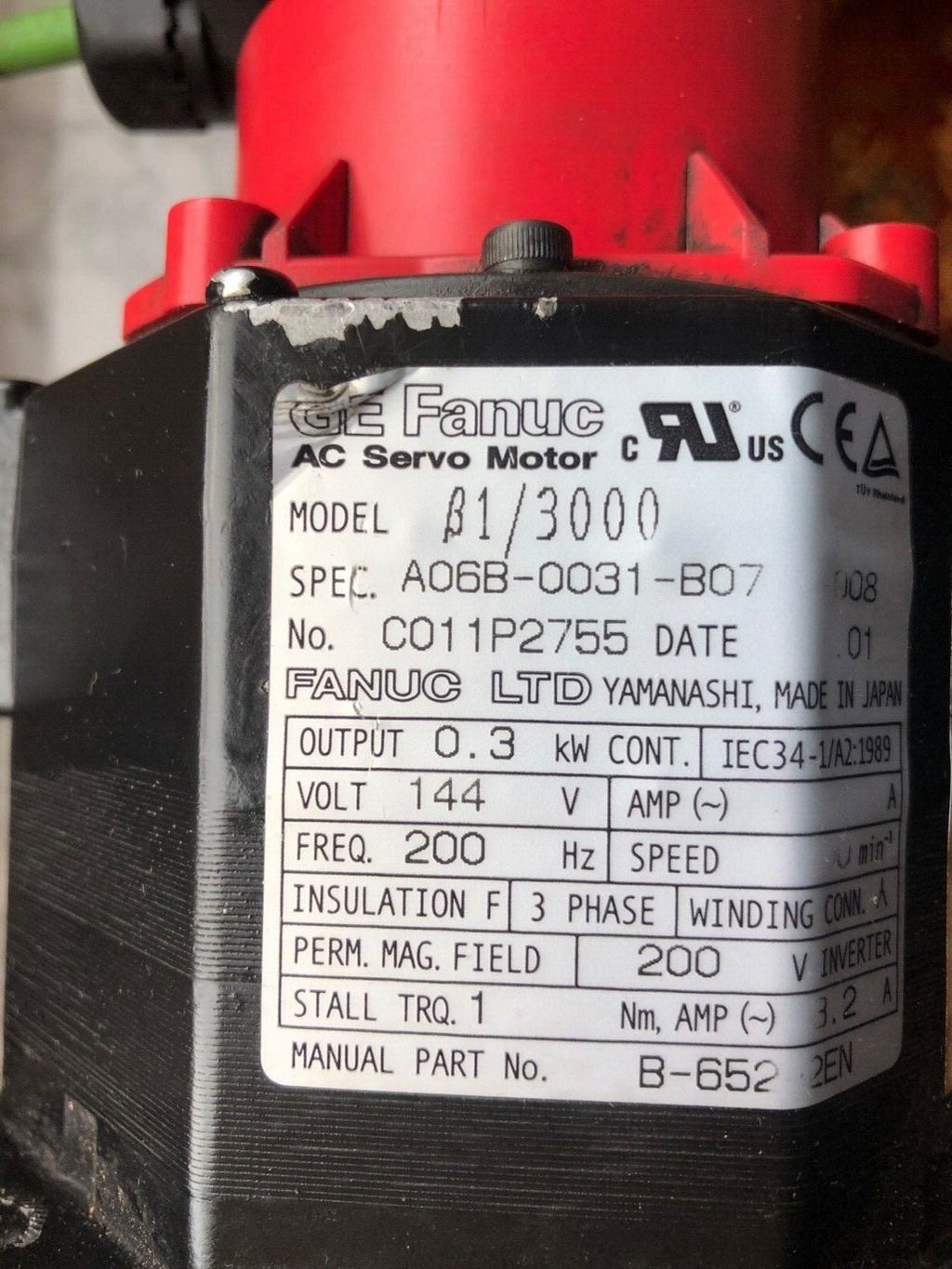 GE Fanuc B1/3000 Servomotor A06B-0031-B07  0,3kW