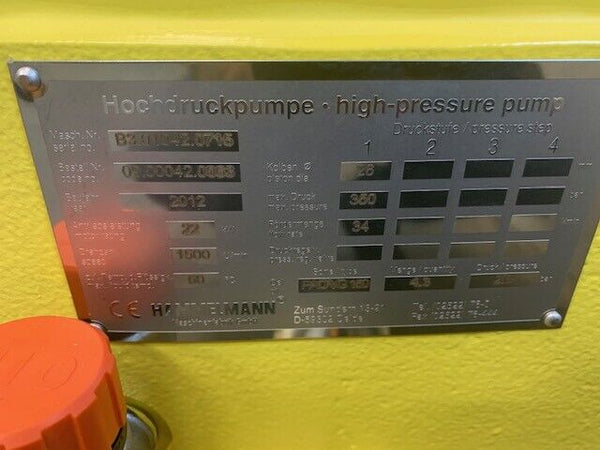 Hammelmann Hochdruckpumpe High Pressure Pump 22KW 350 bar B3.01042.0715