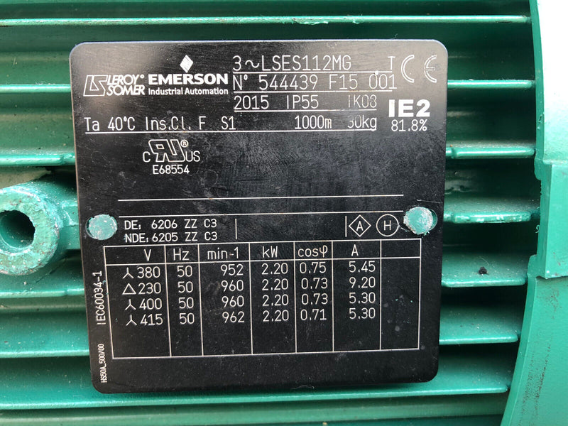 Emerson Antriebseinheit 3,2 KW 6206 ZZ03  mit BSI BS18T