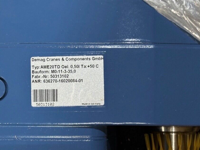 Demag Gear Motor ZBA71A4 B007  gear AME20TD Bauform m0-11-3-35,0