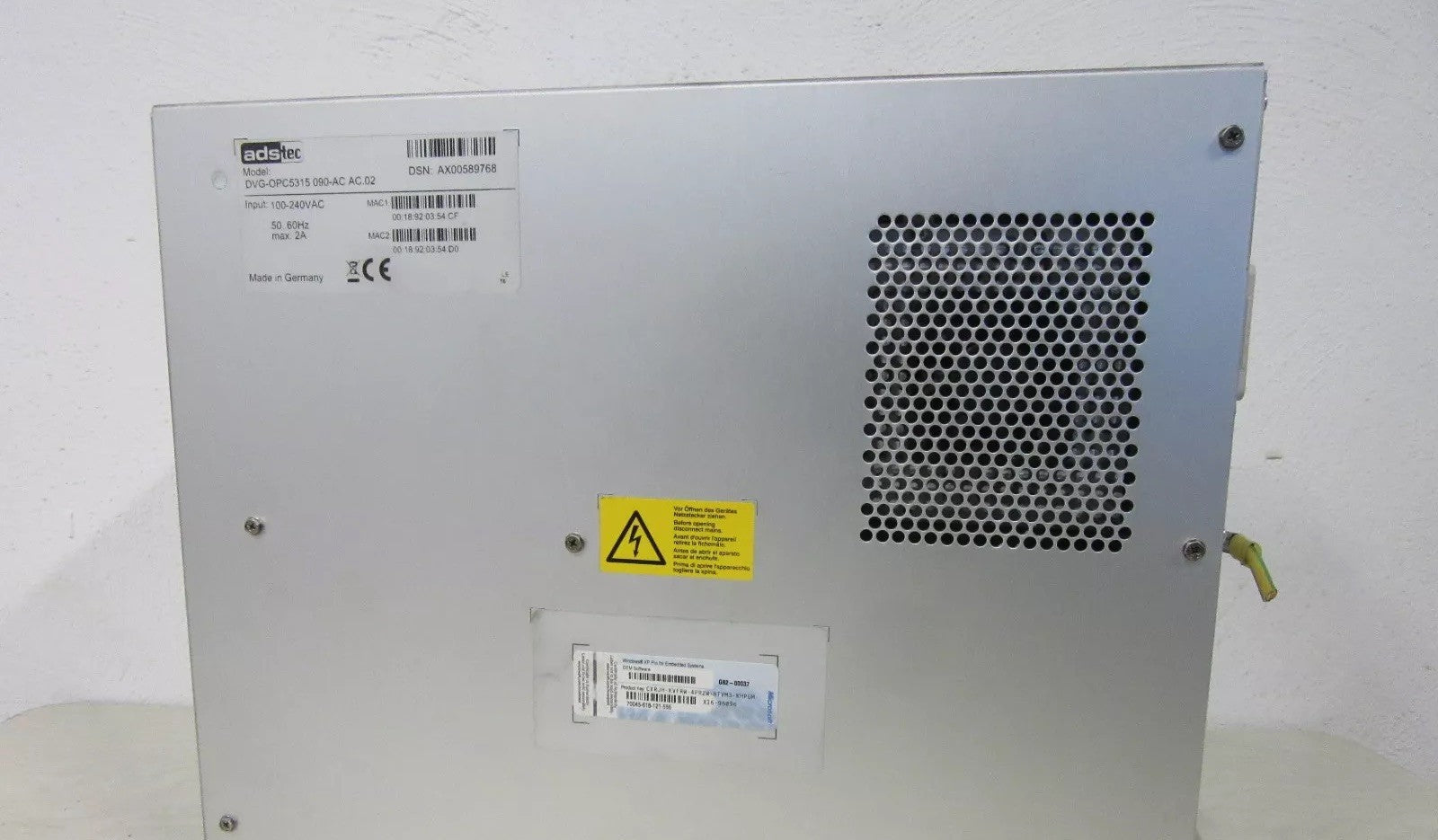 adstec DVG-OPC5315 090-AC AC.02 Input: 100-240VAC