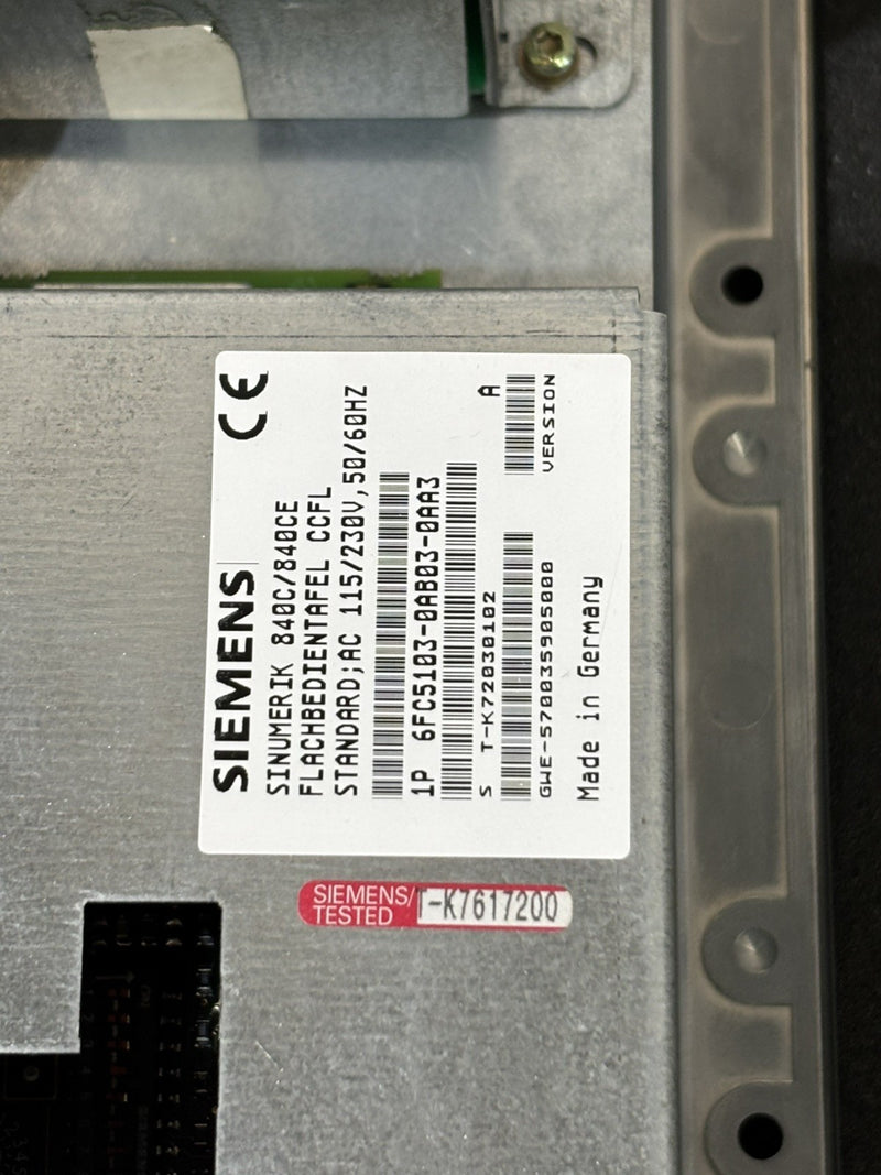 SIEMENS Sinumerik 840C/840CE 6FC5103-0AB03-0AA3 Flachbedientafel Version A