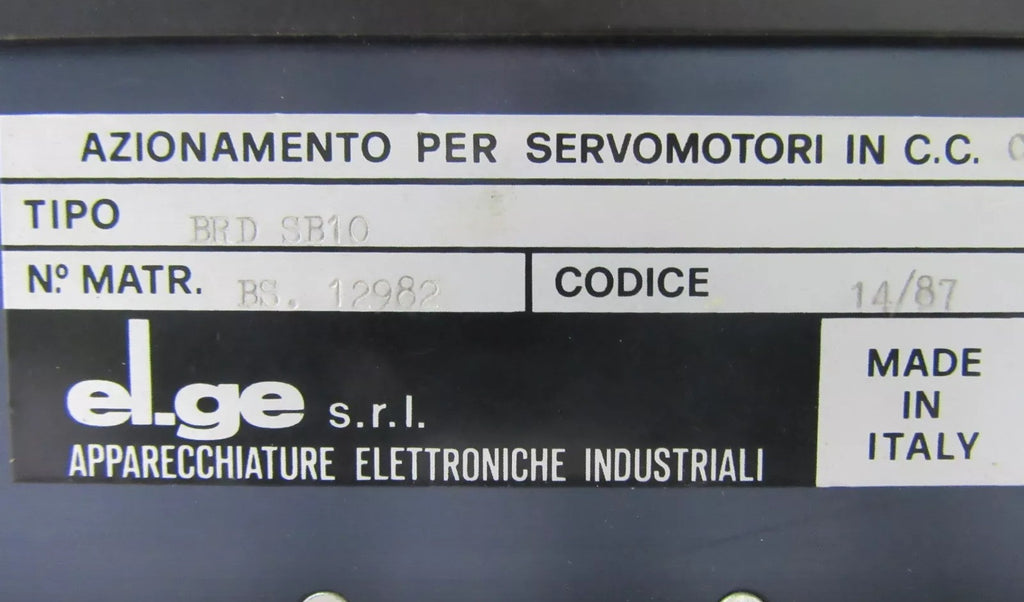EL.GE. ELETTROTECNICA GENERALE AZIONAMENTO PER SERVOMOTORI  BRD SB10