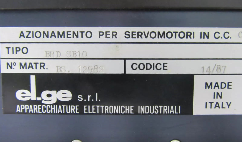 EL.GE. ELETTROTECNICA GENERALE AZIONAMENTO PER SERVOMOTORI  BRD SB10