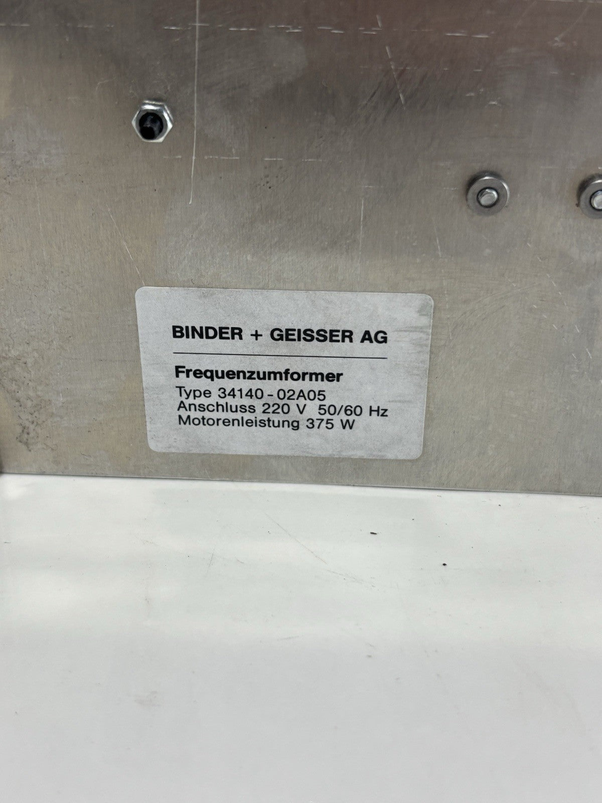 Binder + Geisser Frequenzumformer Type 34140 - 02A05 50/60 Hz 375W