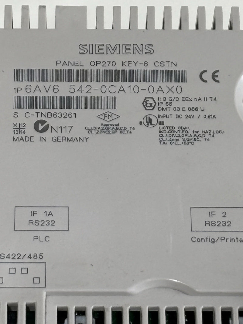 Siemens Panel OP270 6AV6 542-0CA10-0AX0 Simatic Key-6 CSTN - Shell broken