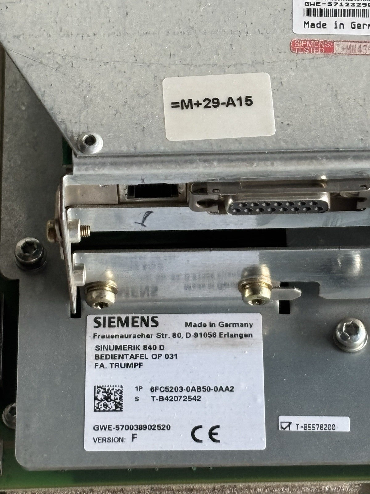 Siemens Sinumerik 840D 6FC5203-0AB50-0AA2 Version F + 6FC5247-0AA02-1AA0 Trumpf