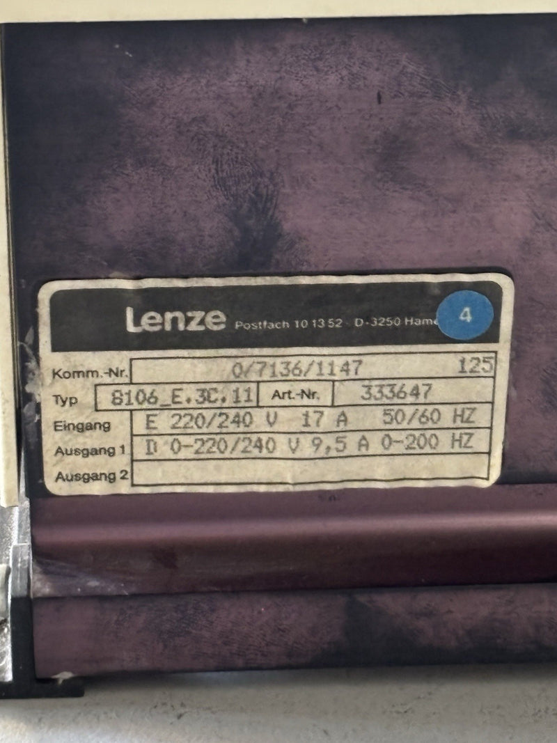 LENZE 8100 8106_E.3C.11 Frequenzumrichter Inverter 220/240V 17A