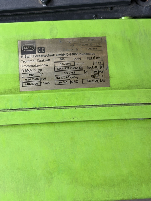 Stahl Kran Seilzug 3200kg Trommel SH 3008-20 4/1 Motor 8/2F12/200.223