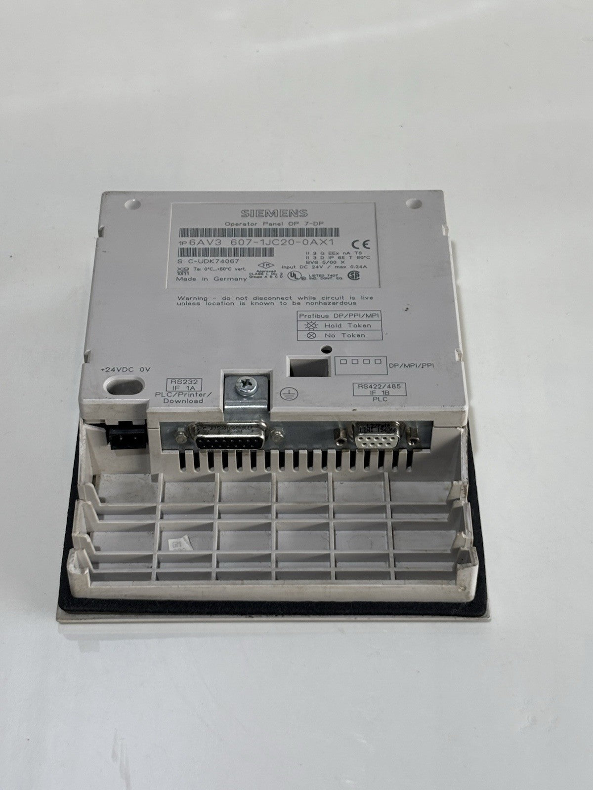 Siemens Operator Panel 6AV3 607-1JC20-0AX1 Simatic OP7 7-DP - Shell broken