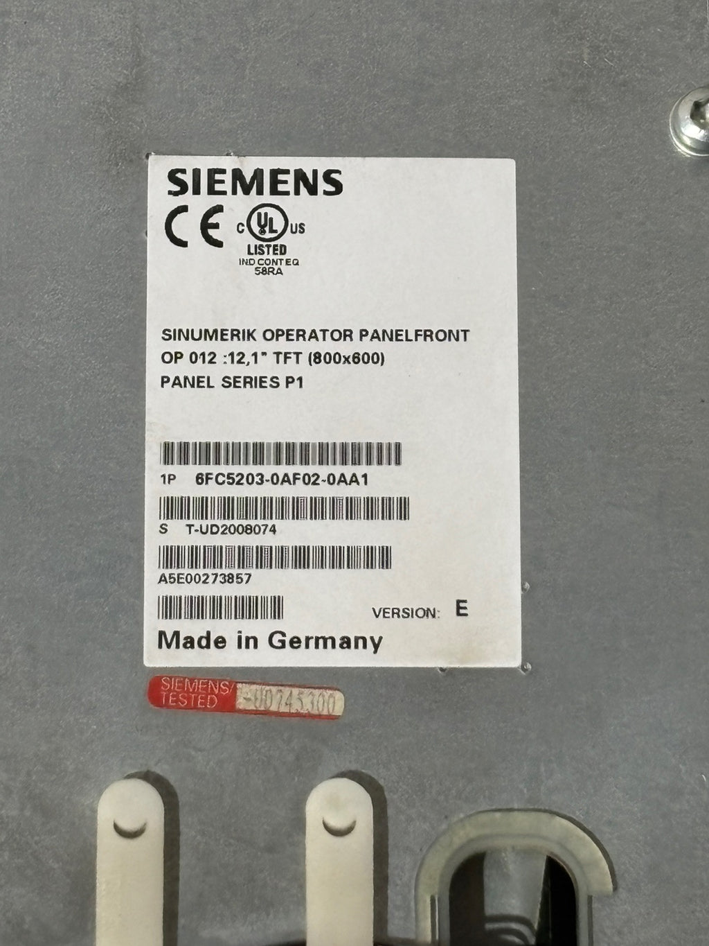Siemens Sinumerik 6FC5203-0AF02-0AA1 VERSION: E OP 012 Operator Panelfront