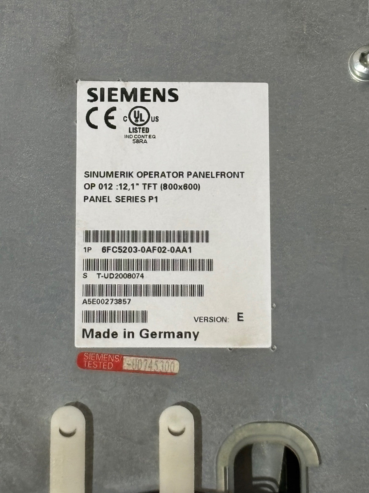 Siemens Sinumerik 6FC5203-0AF02-0AA1 VERSION: E OP 012 Operator Panelfront