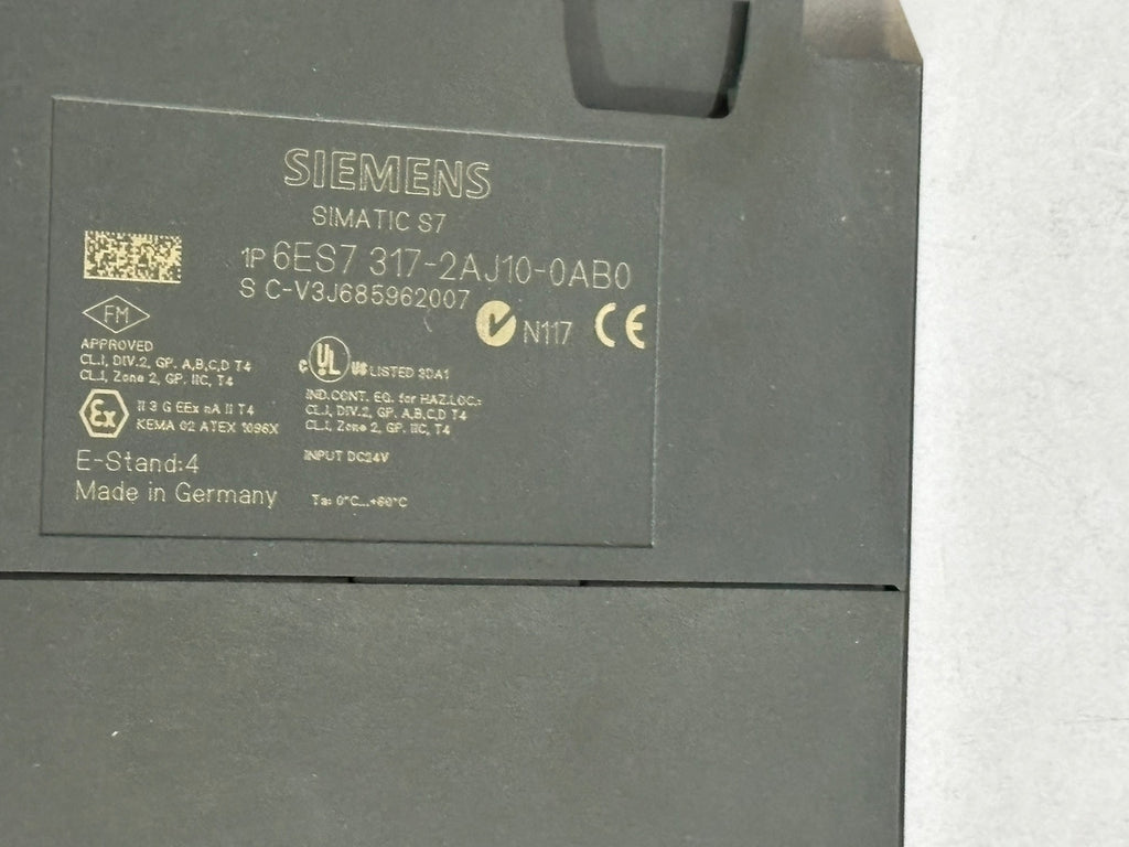 Siemens Simatic 6ES7 317-2AJ10-0AB0 VER.04 E-Stand:4 CPU317-2 DP