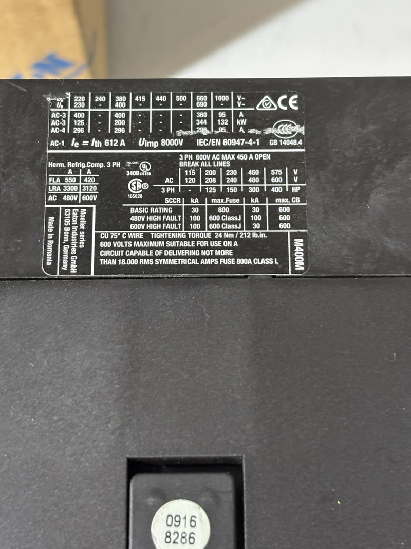 EATON DILM400/22 (RA250) 200KW Spulenspannung/Coil  110-250V 40-60Hz/DC
