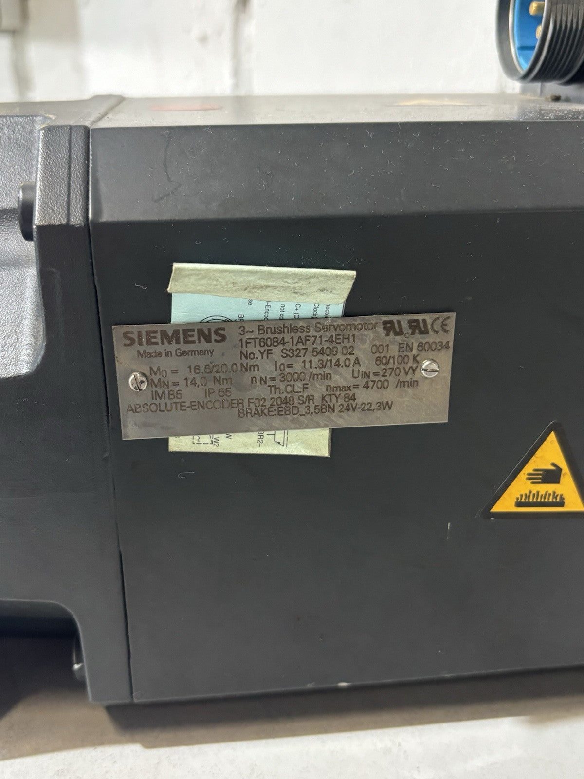 Siemens Brushless Servomotor 1FT6084-1AF71-4EH1