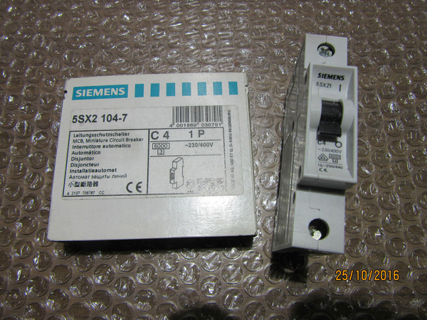 SIEMENS 5SX2 104-7 C4 1P Miniature Circuit Breaker - unused -