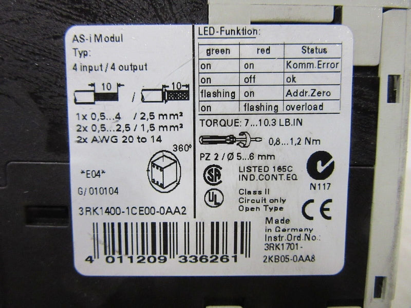 Siemens 3RK1400-1CE00-0AA2 AS-i Modul -used-