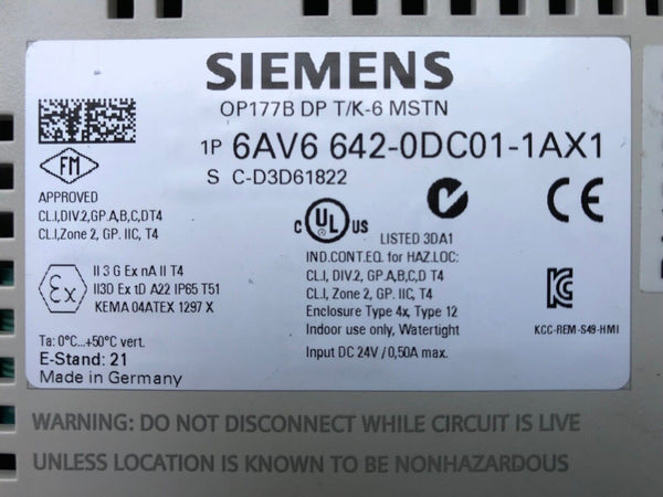 SIEMENS Panel 6AV6 642-0DC01-1AX1 -gebraucht, used-