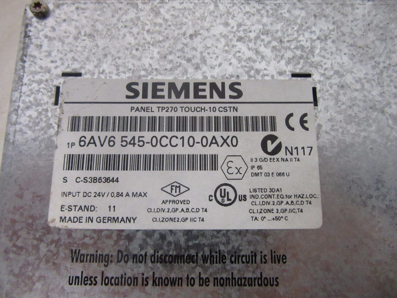 Siemens Simatic Touch Panel TP270 Touch-10 CSTN 6AV6 545-0CC10-0AX0  -used-