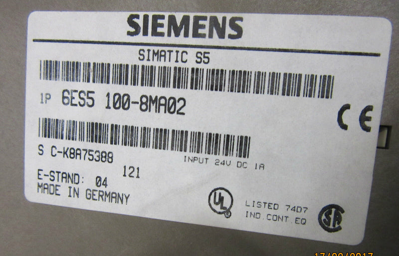 Siemens Simatic S5 6ES5 100-8MA02 E-Stand: 04