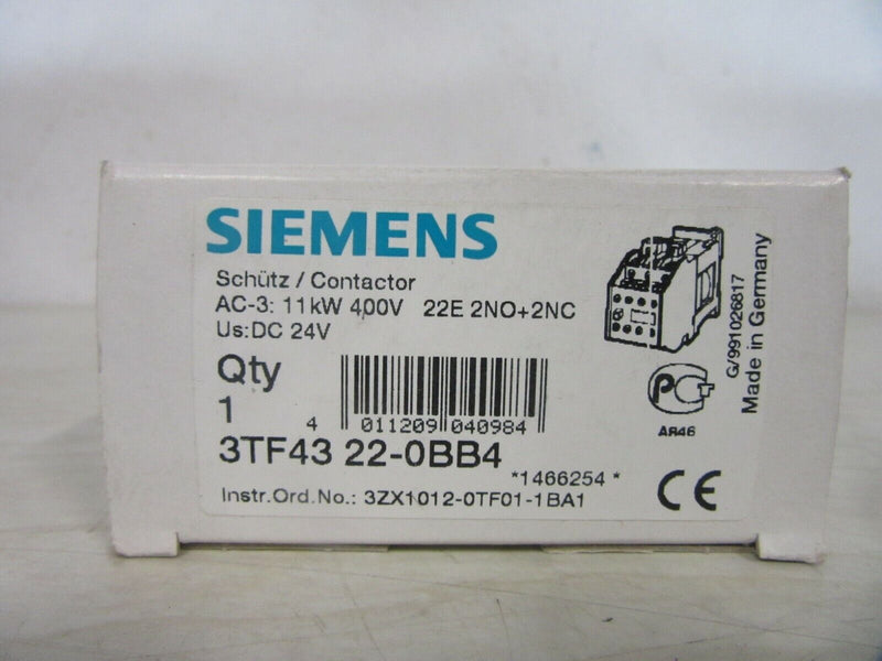 Siemens 3TF43 22-0BB4 Schütz/Contactor 11KW/24VDC