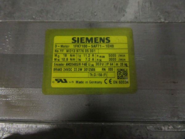 Siemens 3 ~ Motor Servomotor 1FK7100-5AF71-1EH0