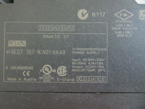 Siemens Simatic S7 6ES7 307-1KA01-0AA0 Stromversorgung E-Stand: 01 Netzgerät