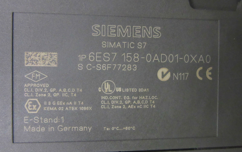 Siemens Simatic S7 6ES7 158-0AD01-0XA0 E-Stand: 1 -used-