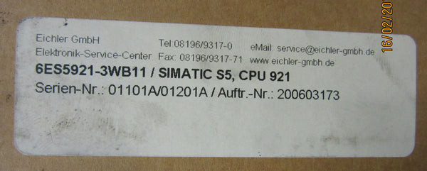 Siemens Simatic S5 CPU 921 6ES5921-3WB11 -generalüberholt-